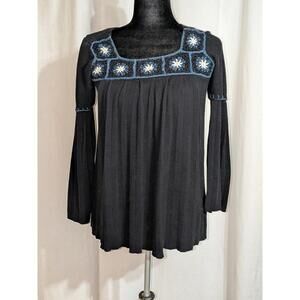 VTG Y2K RXB Boho Crocheted Patchwork Peasant Tunic Blouse Sz M